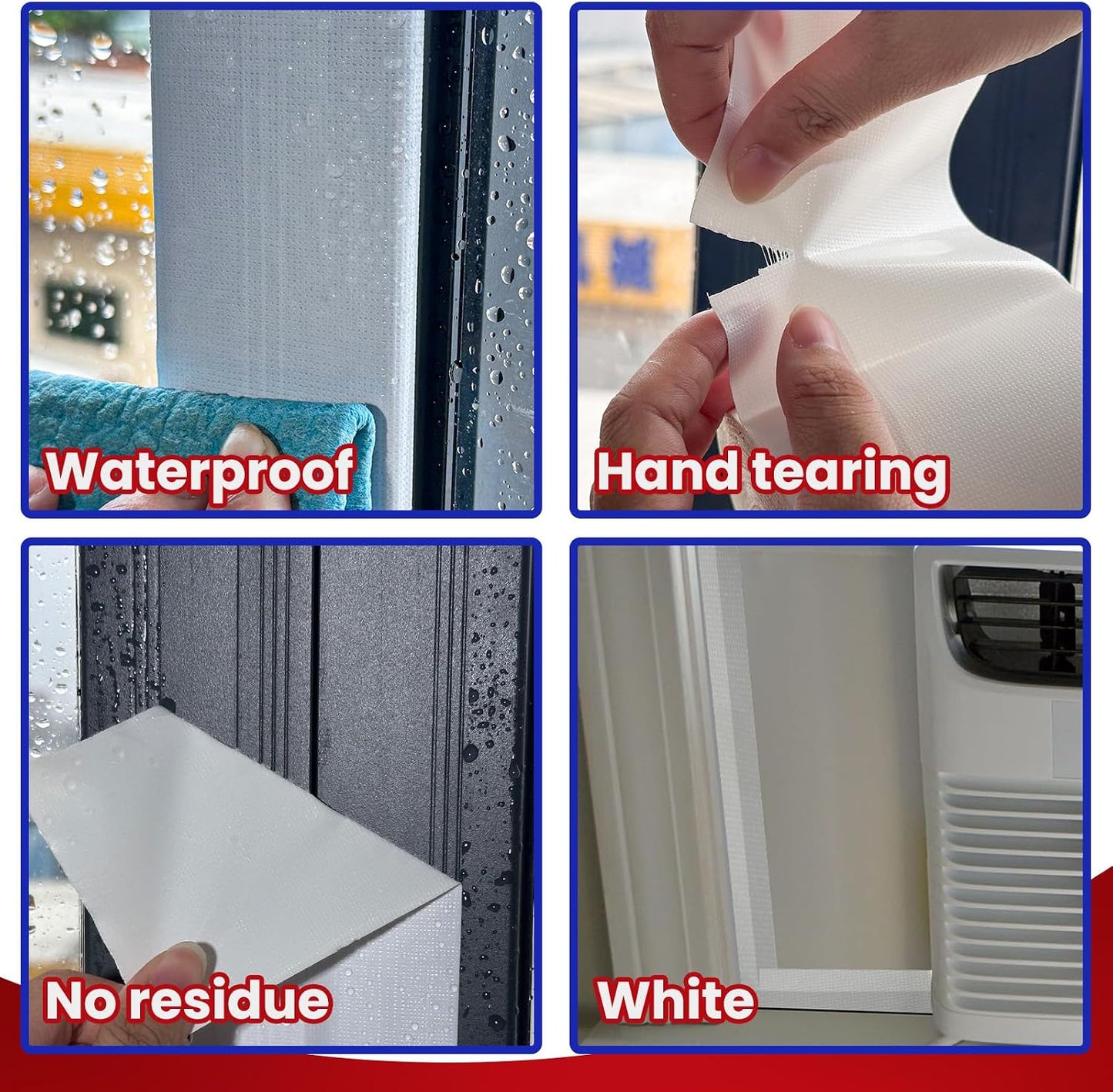 Birllaid White Window Weather Sealing Tape,Window Draft Isolation Sealing Film Tape No Residue Waterproof Self Adhesive for Keep Out Cold Air Dust Rain 3IN X 99FT