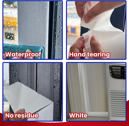 Birllaid White Window Weather Sealing Tape,Window Draft Isolation Sealing Film Tape No Residue Waterproof Self Adhesive for Keep Out Cold Air Dust Rain 3IN X 99FT