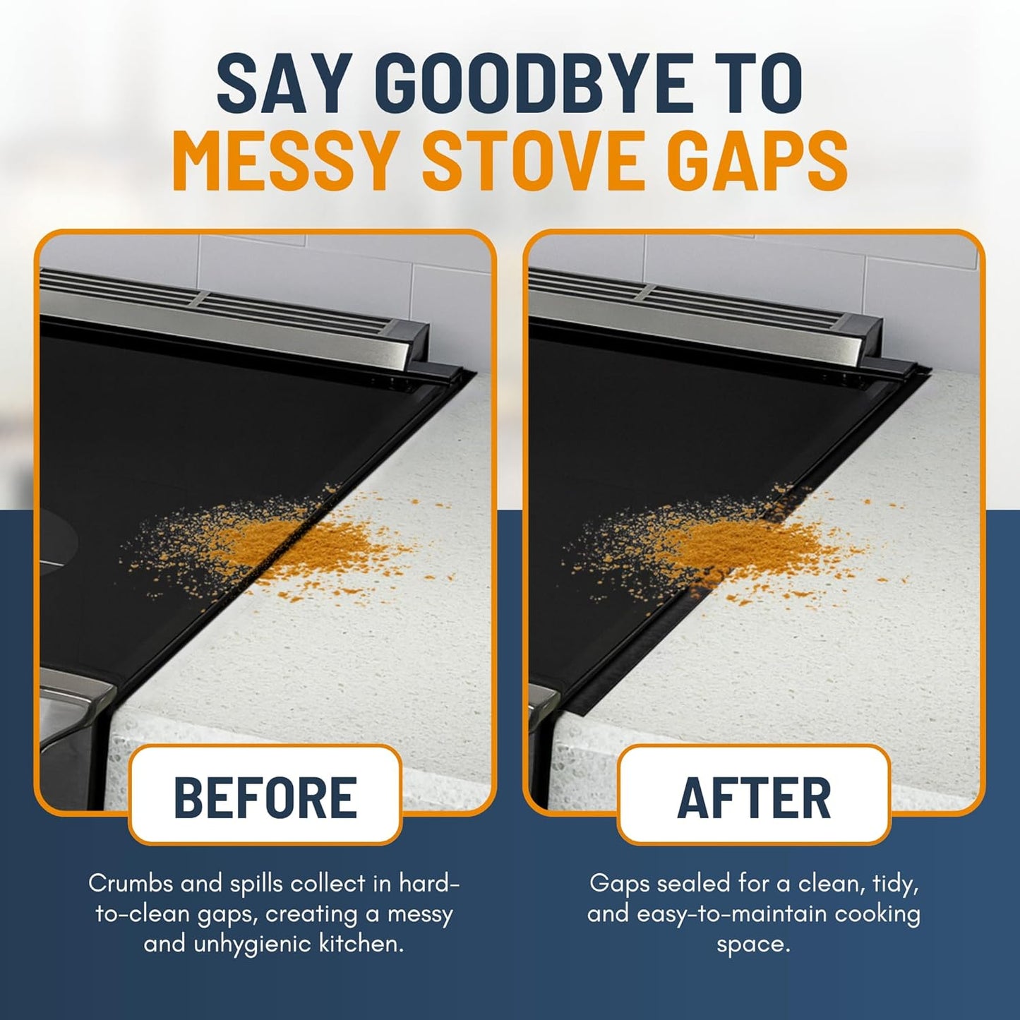 Linda’s Essentials Stainless Steel Stove Gap Covers (2 Pack) Adjustable Length 13.8" to 27.5" Stove Gap Covers Stainless Steel, Steel Adjustable Stove Gap Covers, Counter, Oven & Stove Gap Filler