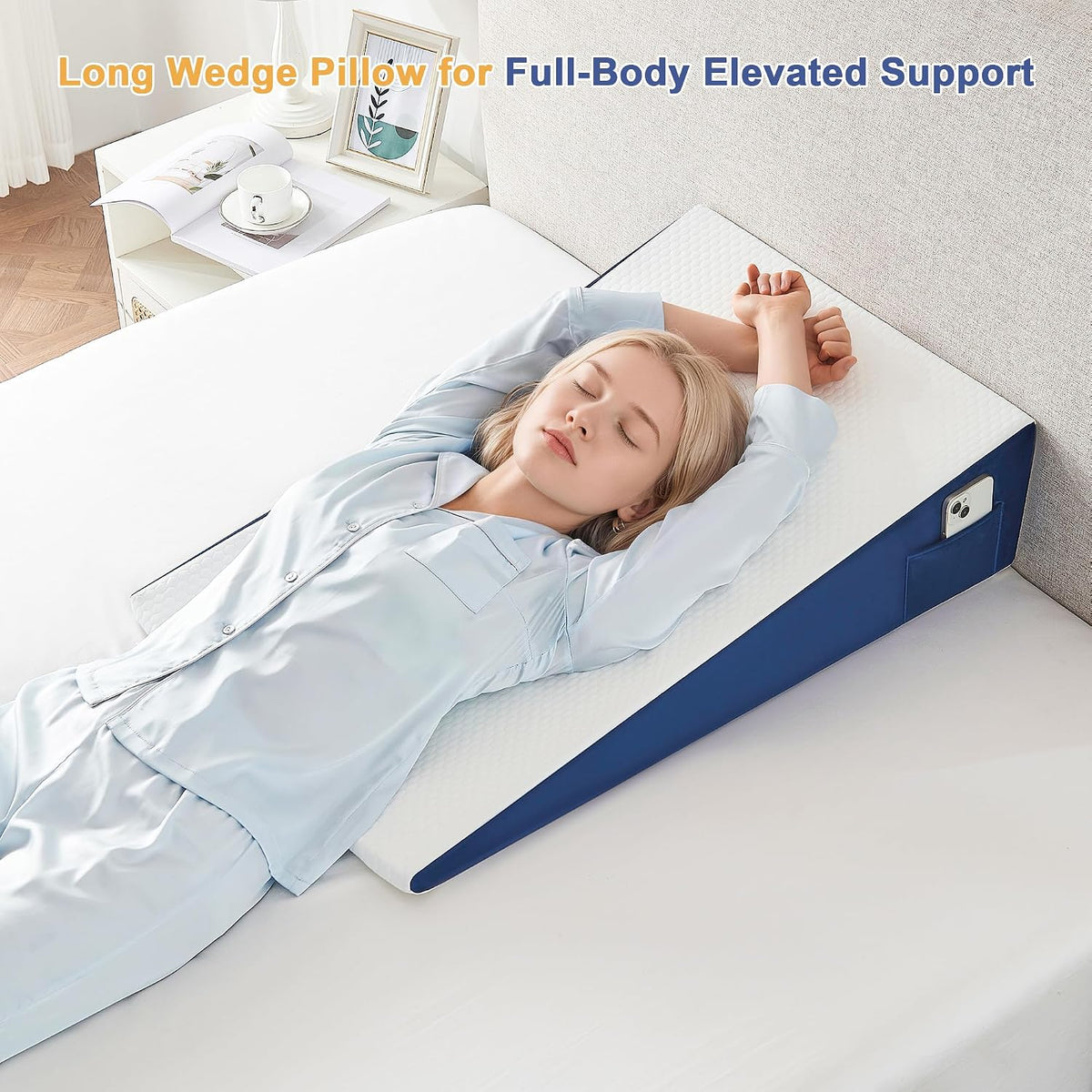 Yojoker Wedge Pillow for Sleeping - 12 Inch Bed Wedge for Headboard Triangle Pillow, Memory Foam Wedges for Acid Reflux, GERD, Snoring, Post Surgery Back Pain Relief, Leg Elevation, Washable Cover