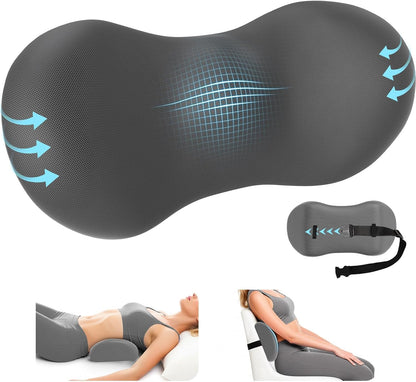 SweetSlubr Lumbar Support Pillow for Office Chair, Back Support, Black