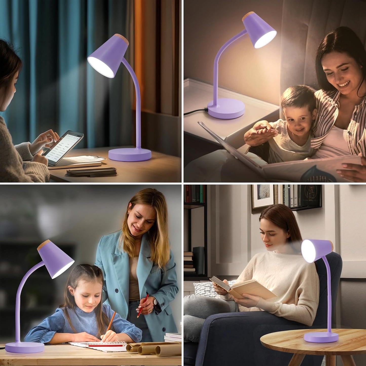 EJIAXIN Clip on Desk Lamp for Home Office - Small LED Touch Dimmable Reading Light for College Dorm Room - Adjustable Flexible Gooseneck Clamp Light Table Lamp for Bedside Bedroom Bed Headboard White