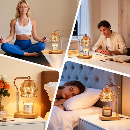 Candle Warmer Lamp with Timer - Flower Electric Wax Melter Warmer Adjustable Height for Jar Candles, Gift for Women, Mom, Christmas, Birthday,Home Decor