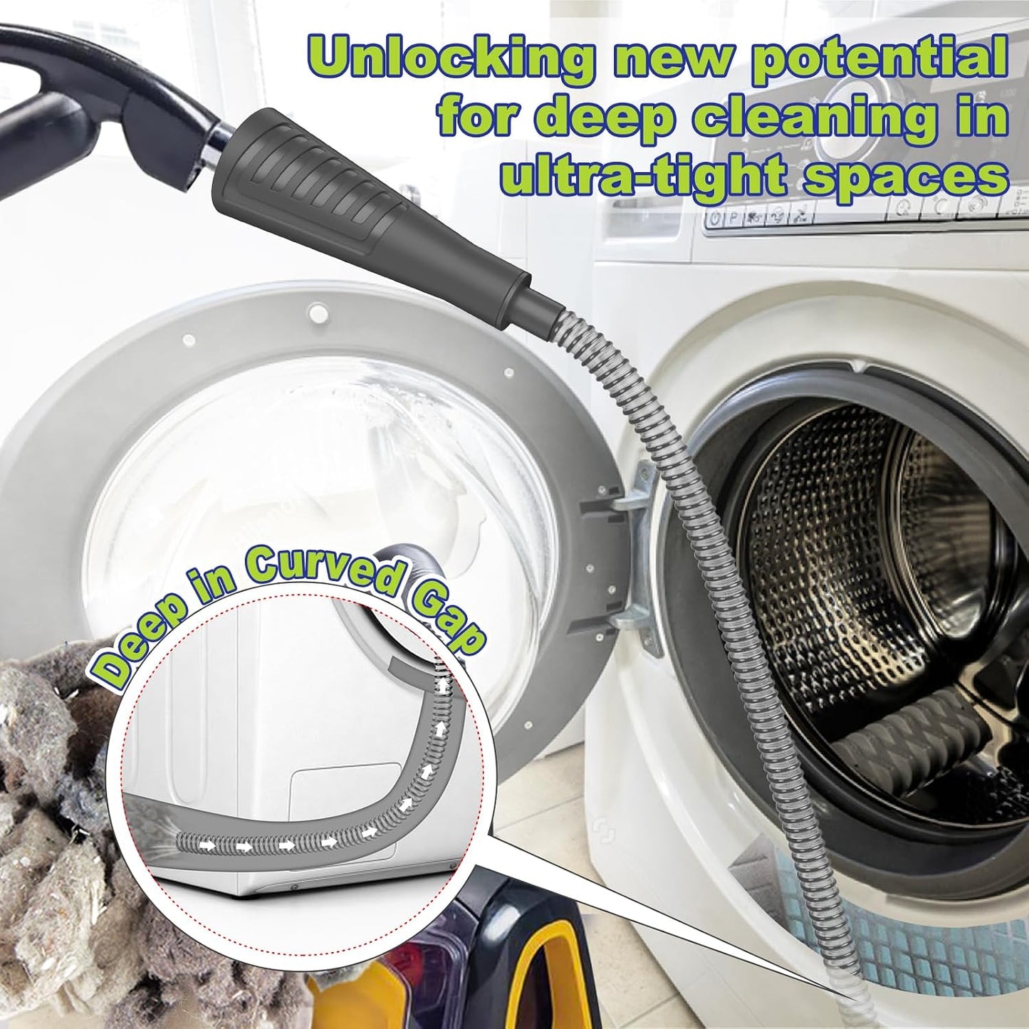 Sealegend 2Pcs Dryer Vent Cleaner Kit - Vacuum Hose Attachment & Brush Blue | Fits Most Vacuums, Slim Round Hose Reaches Tight Spaces, Removes Stubborn Lint & Dust from Dryer Vents, Filters, Coils