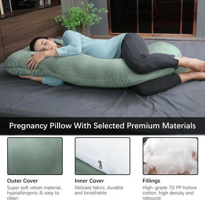 MOON PARK Pregnancy Pillows for Sleeping - 57 Inch U Shaped Full Body Maternity Pillow with Removable Cover - Support for Back, Legs, Belly, Hips - Pregnancy Pillow for Women - Grey