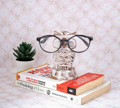 Birthday Gifts for Women Wooden Owl Glasses Holder Night Stand Reading Eyeglass Spectacle Retainer Gifts for Adults Women Men Him Her Mom Dad Car