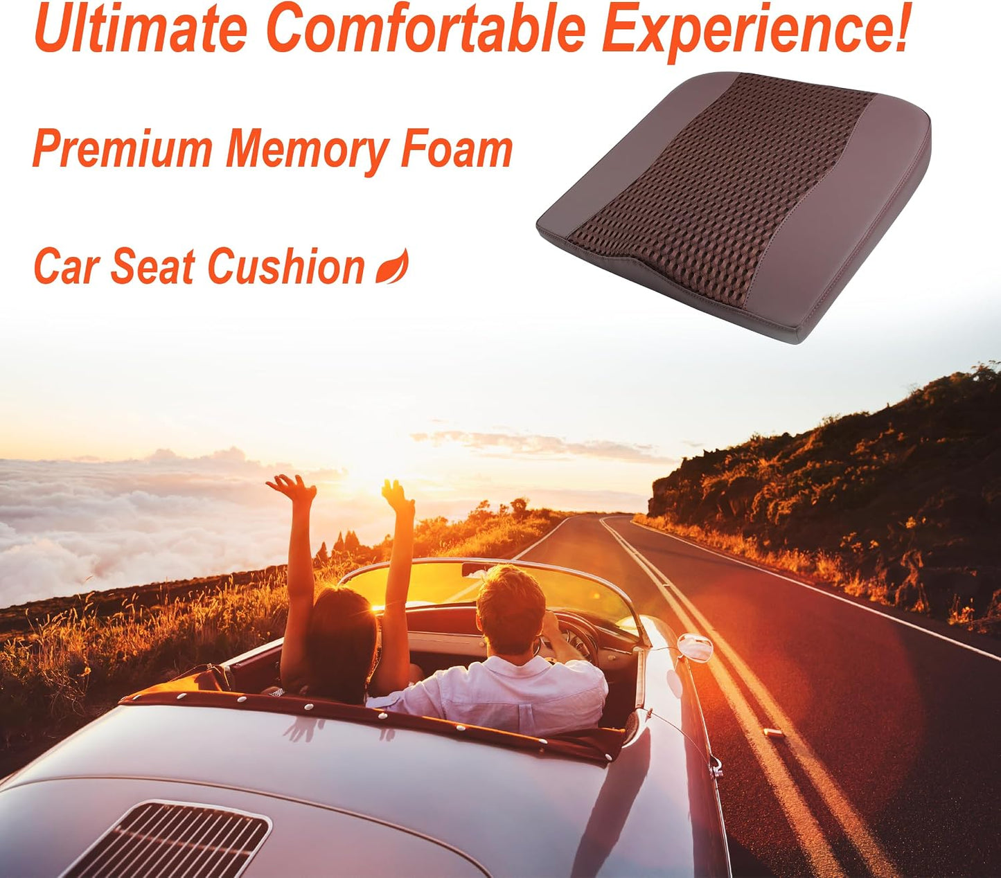 Lofty Aim Car Seat Cushion, Memory Foam Car Seat Cushions for Long Driving | Comfy Car Seat Pillow for Pain Relief, Driver Seat Cushion Adds Height, Butt Cushion for Car, Truck, Office Chair, Black