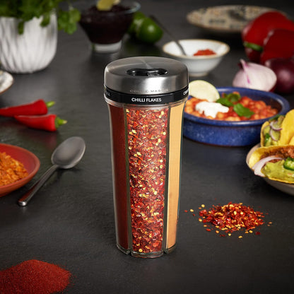Cole & Mason Saunderton Spice Storage & Shaker - Herb Keeper for Refrigerator, Countertop or Cabinet - Divided Food Storage Container - Spice Shaker with Lid - Clear/Silver