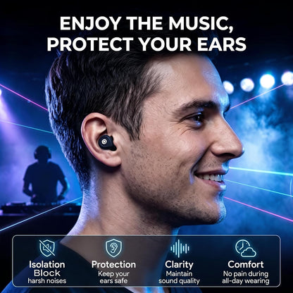 32dB High Fidelity Ear Plugs Noise Cancelling Earplugs for Concert | Loss-Proof Link, Reusable for Live Music, DJs, Festivals, Live Events, Sports,4 Sizes, Premium Gift Box