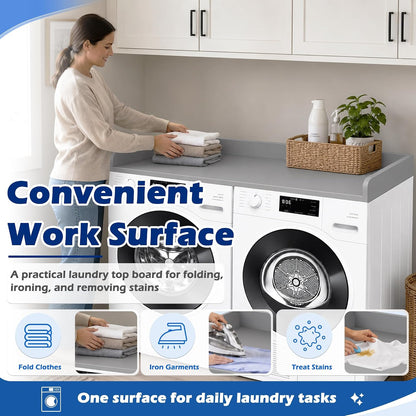 ROYXEN Washer Dryer Countertop, Laundry Countertop Solid Wood, Countertop for All Front-Loaded Washing Machine and Dryer, Extra Room for Laundry Room, Oak