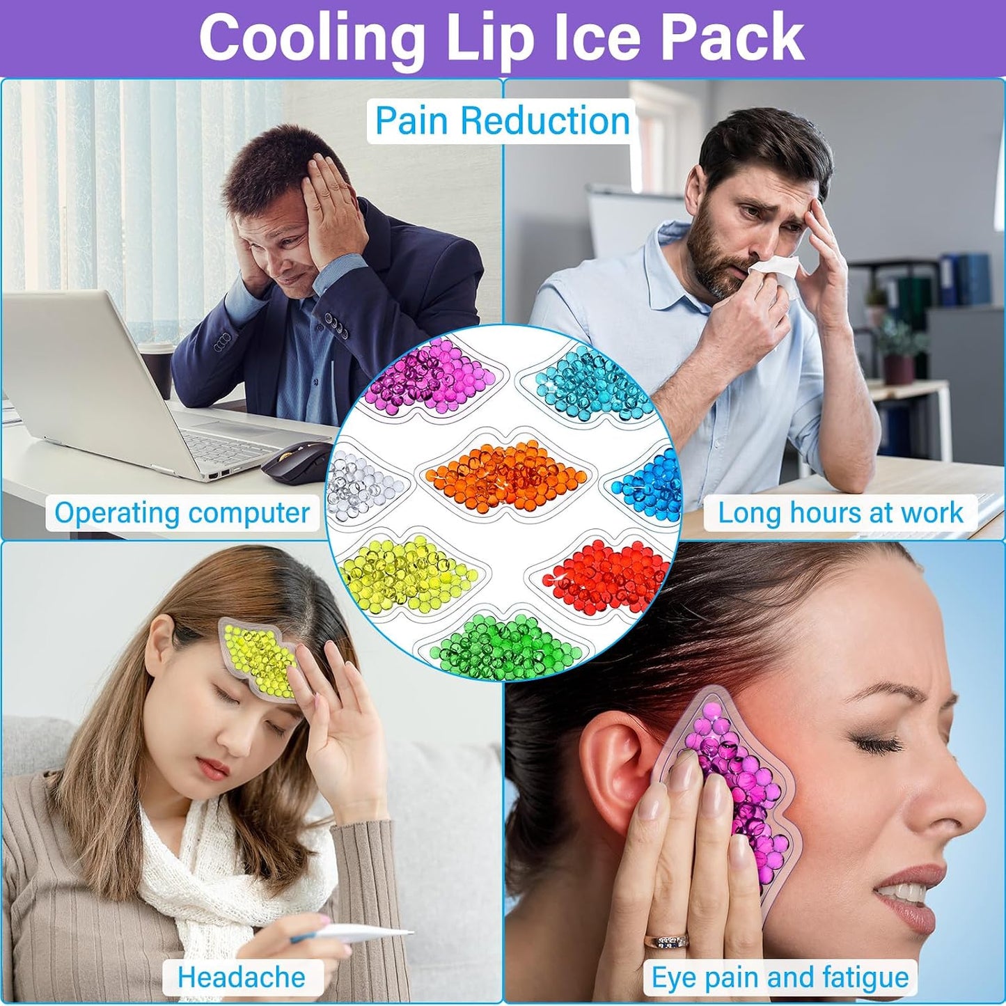 TrelaCo 80 PCS Mini Lip Ice Pack - Cold Compress Reusable Portable Gel Ice Pack Bulk for Relief Headaches, Toothaches, Tired, Eye Face Swelling, Relax