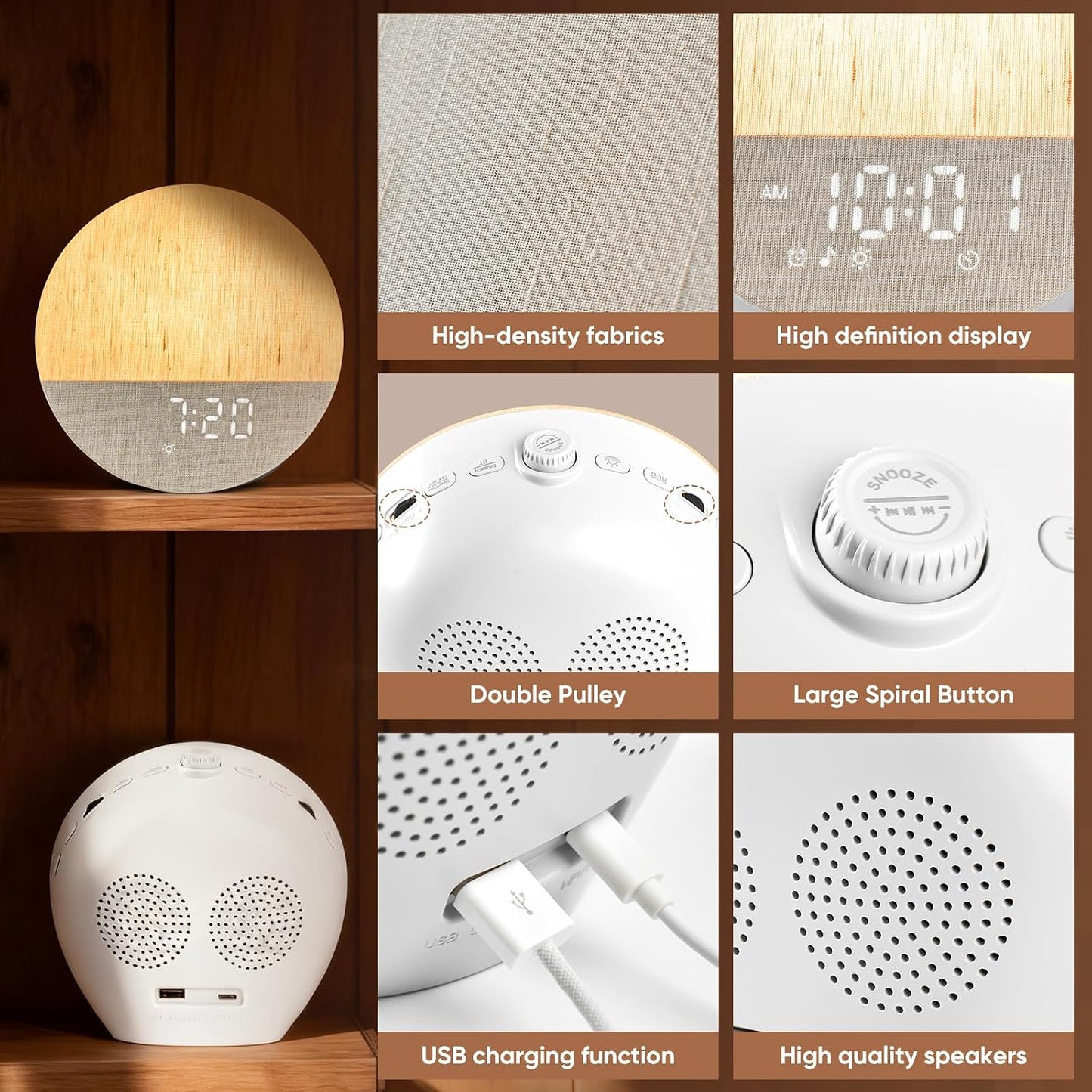 Portable Sound Machine White Noise Machine 12 Sound 6 Lighting Levels Timer