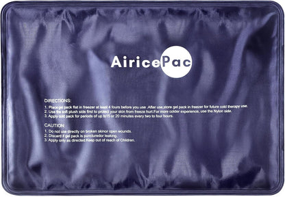 AiricePac Extra Large Gel Flexible Back Ice Packs for Injuries Reusable, 11”x 20” Cold Pack Wrap for Knee Leg Neck Shoulder Hip Back Pain Relief, Cold Compress Therapy for Swelling, Bruises, Surgery