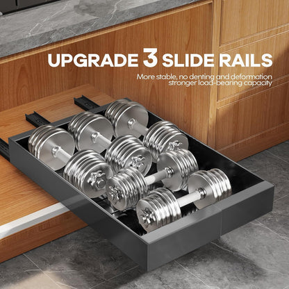 Seinloes 2 Pack Pull Out Cabinet Organizer for Wide Cabinets,Expandable 15.1"-26.3" Width,21" Deep Slide Out Drawers With Raising Pad for Framed Cabinets,3 Slide Rails,No Drill Roll Out Shelves,White