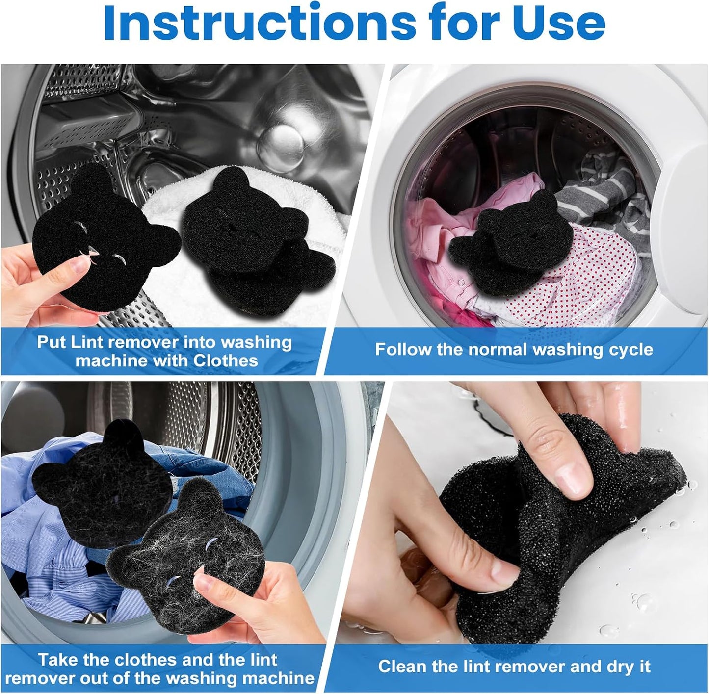 Pet Hair Remover for Laundry, 2026 Upgraded Pet Hair Catcher for Washing Machine, Reusable Dryer Pet Hair Balls and Lint Traps,Effective Dog Cat Fur Cleaner for Bedding,Blankets,Couch,Clothes (4 Pack)