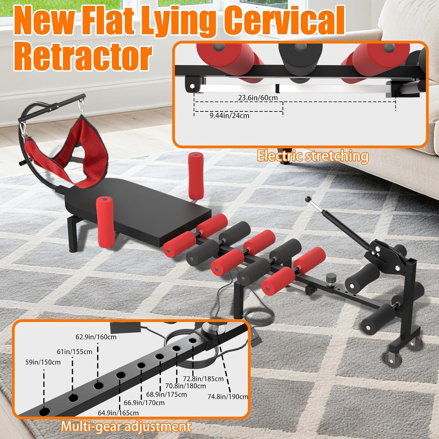 Professional Electric Traction Table, Spinal Cervical Decompression | Traction Bed for Spine Stretching, For Home Use, Back Pain Relief Device, Remote Control, Adjustable Settings
