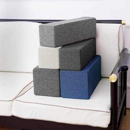 2 Pack Couch Arm Rest Pillow, 6''x6''x20'' Faux Leather Waterproof Cover, High Density Foam Armrest Cushion, Removable & Washable Elbow Support for Sofa, Bed, and Armchair (Medium Grey)