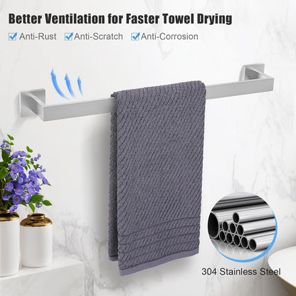 TURS Bathroom Hardware Set Black 4-Piece Towel Bar Set Include 24 Inch Towel Bar Hand Towel Holder Towel Hook Toilet Paper Holder with Shelf Wall Mounted Stainless Steel Bathroom Accessories Set