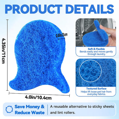 6 Pack Pet Hair Remover for Laundry, Reusable Washer & Dryer Lint Catcher for Dog & Cat Hair, Helps Reduce Fur on Clothes, Blankets, Bedding, Couch & Car Seats (Blue)