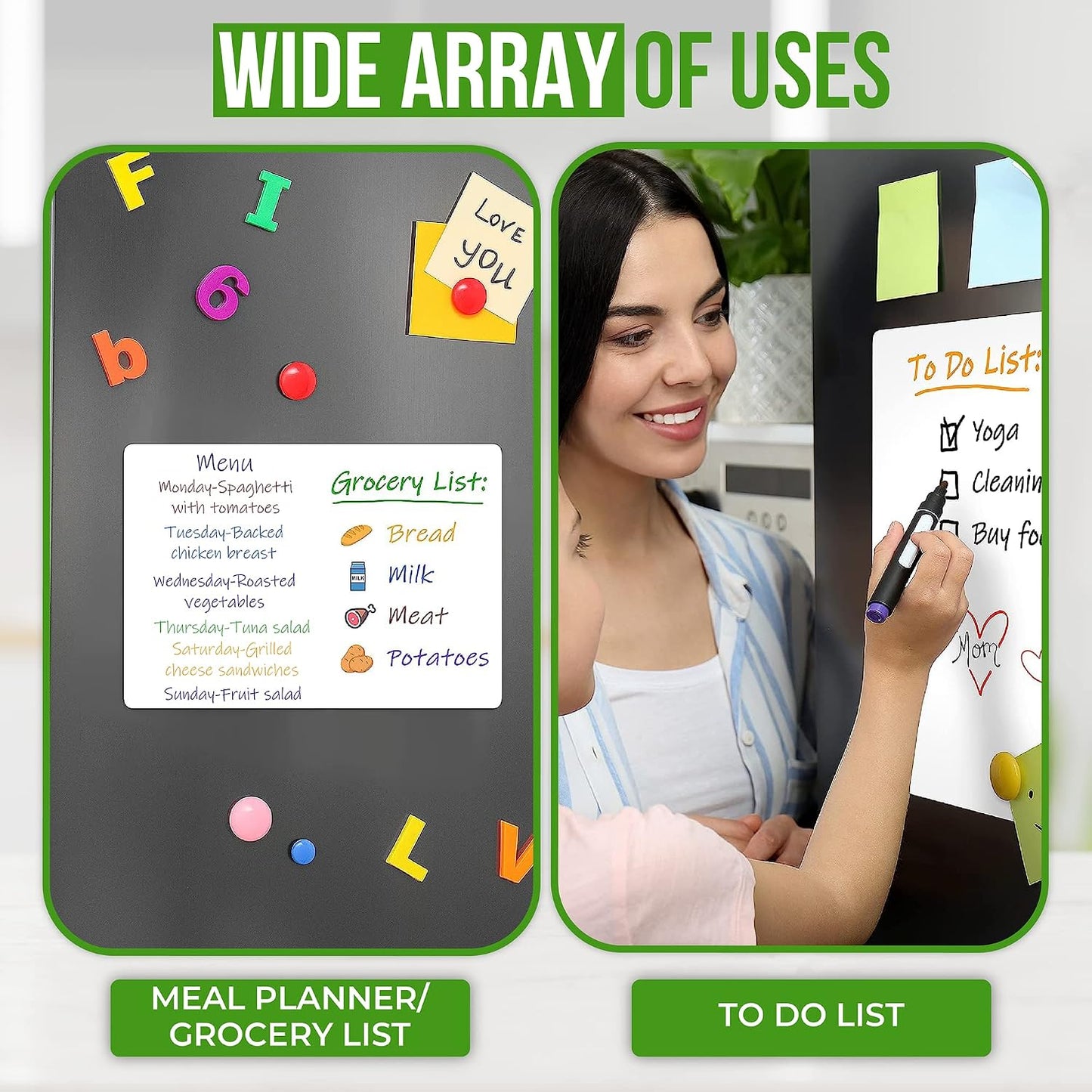 Small Magnetic Whiteboard for Fridge 5x7 in - Dry Erase Board for Refrigerator - Small Magnet List for Frig - Magnetics White Board Sheet - Fridge List Magnet - Mini Magnetic Grocery Shoping