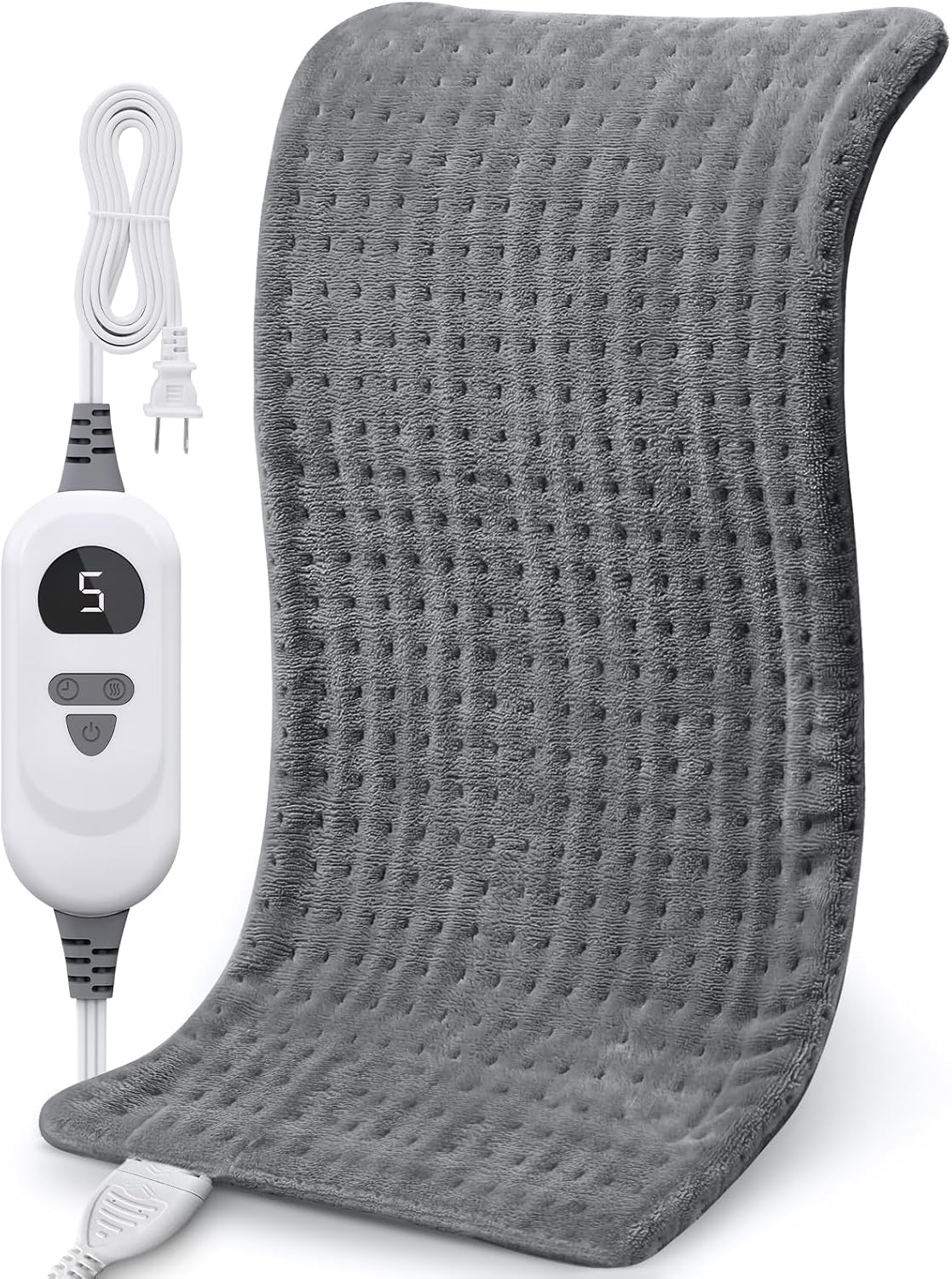 NOWWISH Heating Pad for Back, Period Cramps, Neck and Shoulder, 12x24 Inches Electric Throw with 6 Heat Settings, Timer and Auto Shut Off, Machine Washable, Birthday Gifts for Women Men, Grey