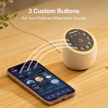 White Noise Sound Machine for Sleep Smart with 388 Sounds&3 Custom Buttons