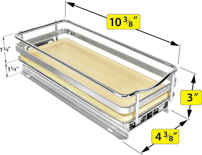 LYNK PROFESSIONAL® Pull Out Spice Organization for Cabinets - 4-3/8 inch Wide – Spice Rack for Inside Cabinets, Slide Out Spice Rack Organizer for cabinet – Pull Out Spice Rack, Sliding 2 Tier Chrome