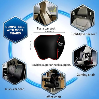 Crofy 2-Pack Car Neck Pillow, Headrest Pillow with Adjustable Strap, Black