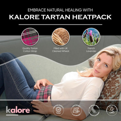 Microwavable Heating Pads for Winter Warmth, Back, Stomach & Head Comfort – Kalore Soft Cotton Tartan Neck Wrap – Even Heat Distribution Hot Compress Bag – Wheat Heat Pad XL – Unscented – Gray