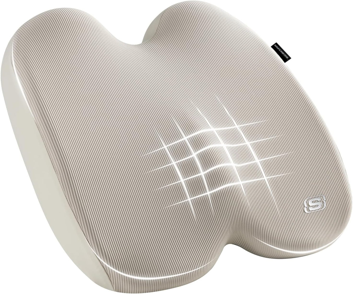 Skechers Seat Cushion, Ergonomic Memory Foam Cushion for Long Sitting Hours on Office & Home Chair, Car Seat Cushion for Sciatica, Coccyx Cushion,Brown