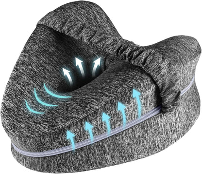 Knee Pillow for Side Sleepers, Leg Pillow for Sleeping, Knee Pillow with Strap, Alignment Pillow Between Legs, Suitable for Relieving Leg, Back & Knee Pain, Machine Washable (Blue)