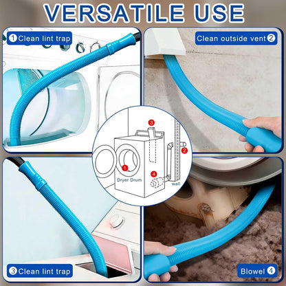Dryer Vacuum Hose attachment Lint Kit–Flexible Hose for Deep Cleaning Vents & Traps，Dryer Vent Cleaner Kit, Lint trap cleaning tool