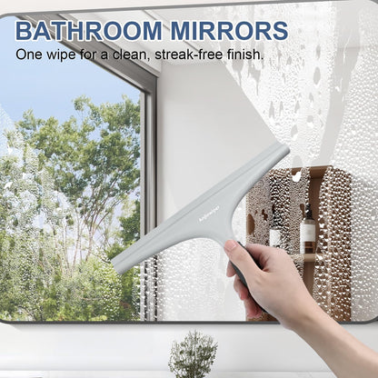 Shower Squeegee for Glass Doors, 10 Inch Bathroom Squeegee for Shower Glass | Streak Free No Squeak, Anti-Rust, All Purpose Glass Squeegee with Hook, Tile Walls, Mirror, Window, Car, Water & Soap Removal