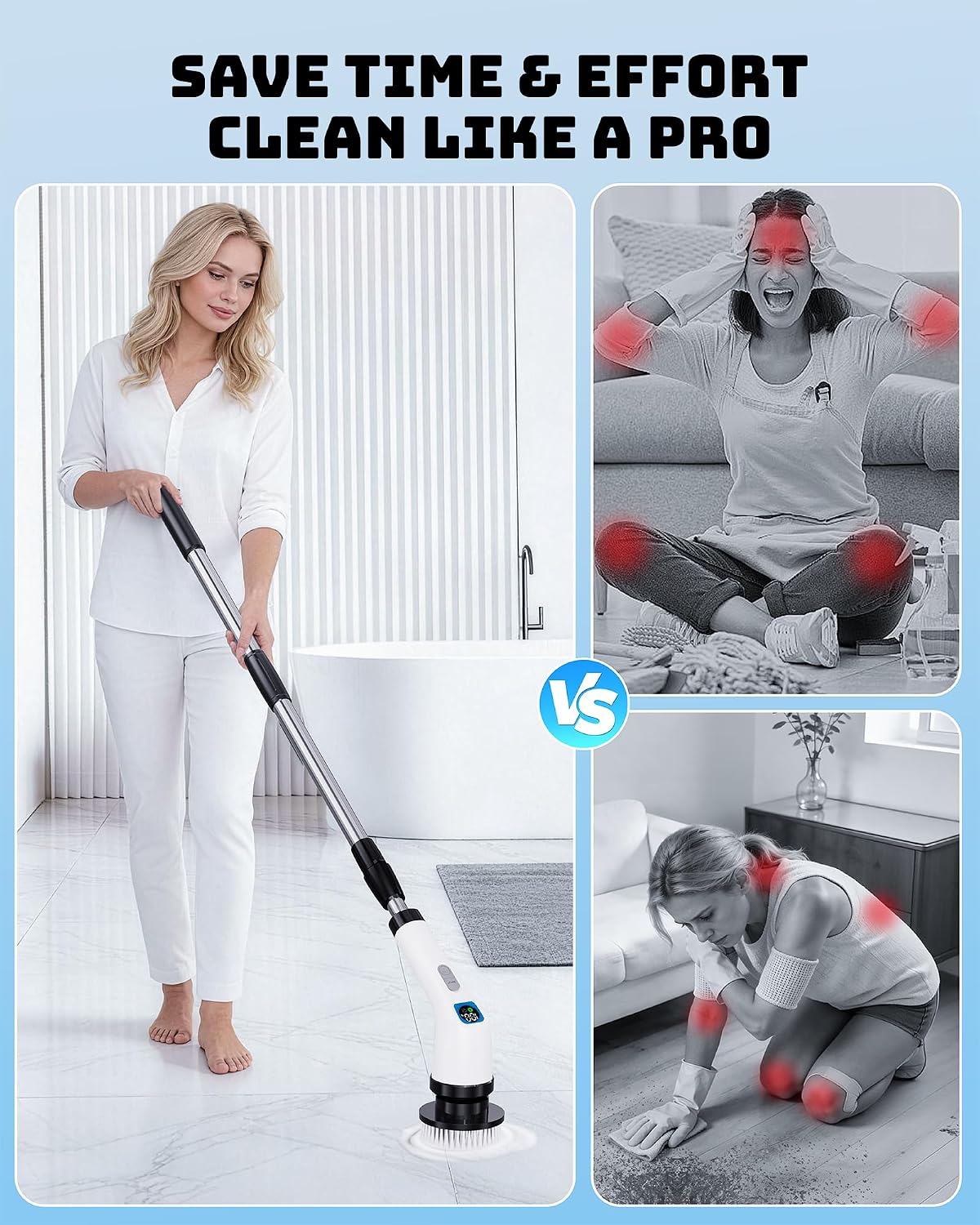 Electric Spin Scrubber for Bathroom | Shower Cleaner Brush with Long Handle