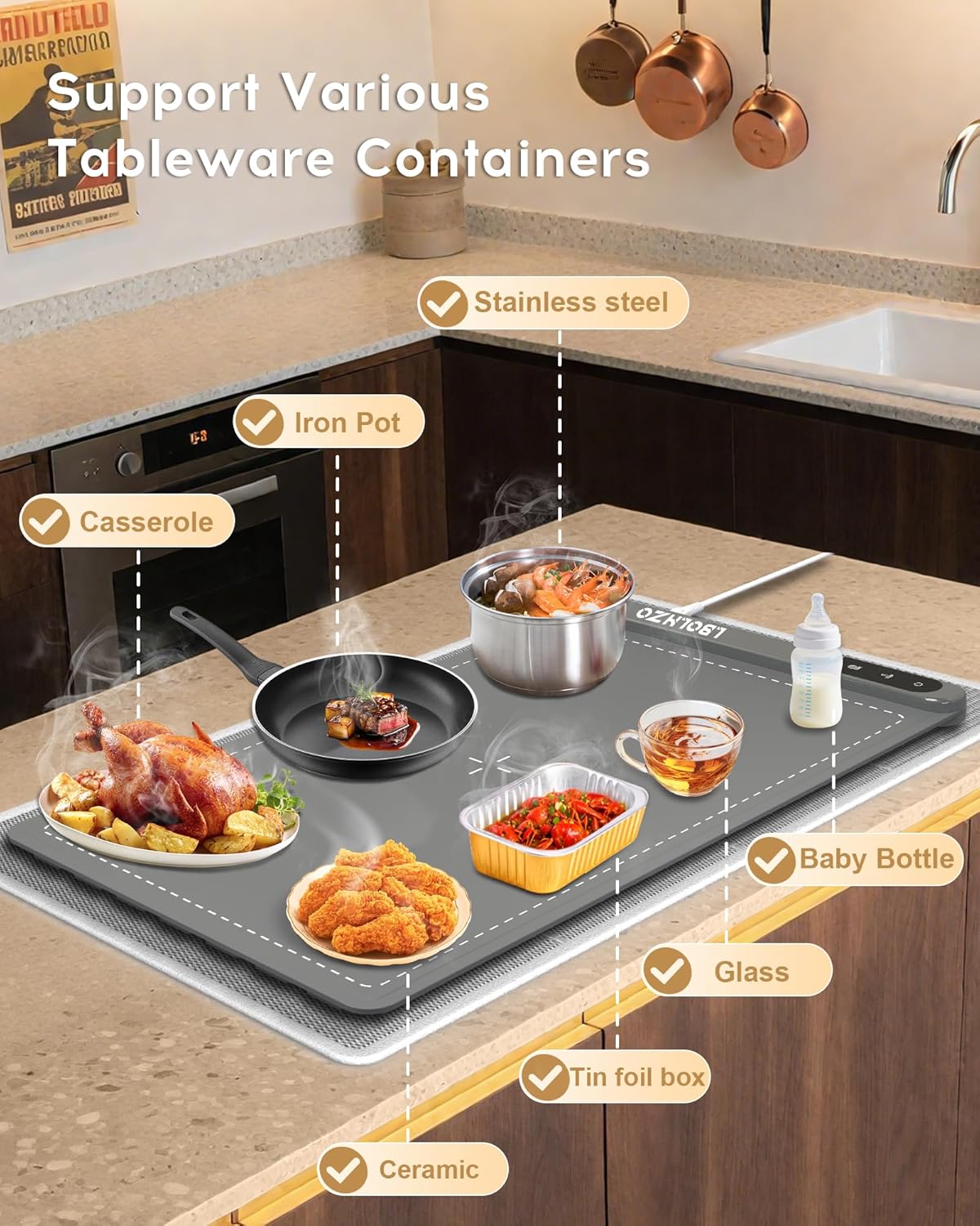 Warming Mat For Food Extra Large 36"x16" 580W Food Warming Mat Buffet Servers and Warmers,Chafing Dishes for Buffet 6 Temp 6 Hour,Roll Up Food Warmers for Parties Buffet Catering Gatherings