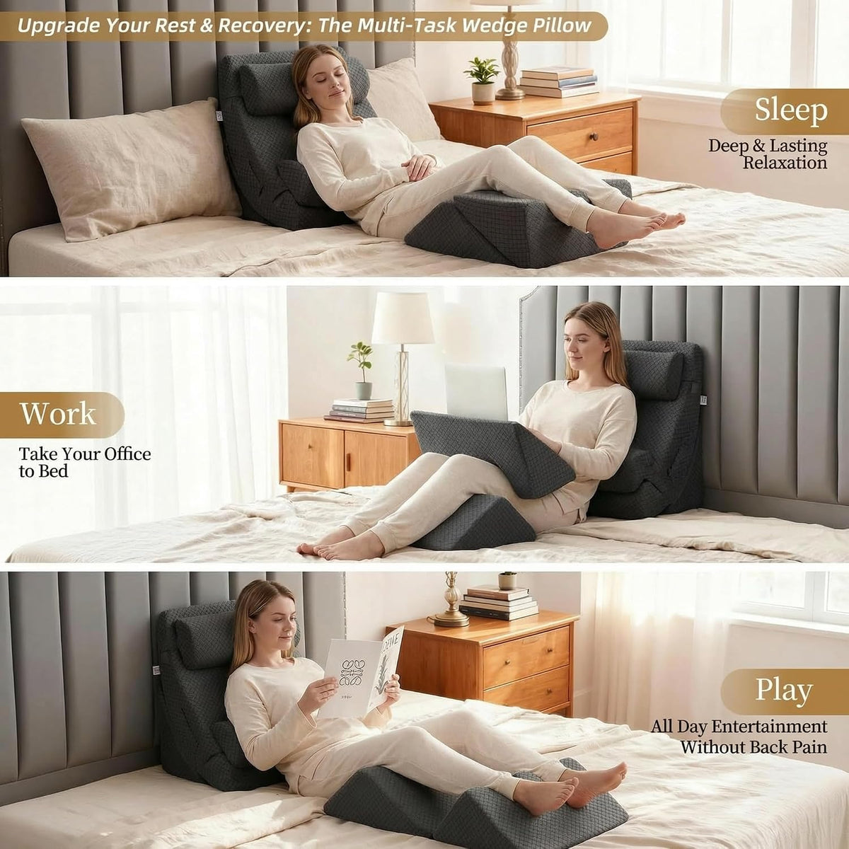 Axelrod Orthopedic Bed Wedge Pillow Set, Post Surgery Foam for Back, Neck and Leg Pain Relief Comfortable & Adjustable Ortho Pillows- Anti Snoring, Heartburn, Acid Reflux & GERD Sleeping Navy