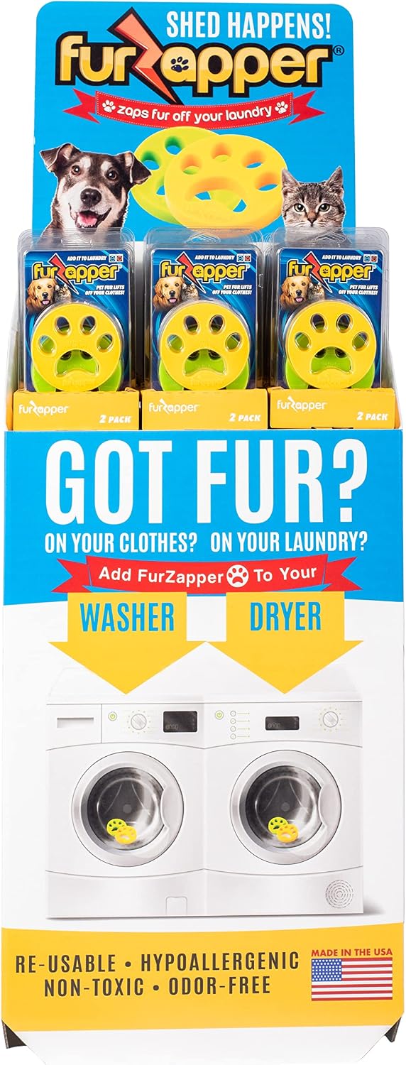 2 Pack FurZapper Pet Hair Remover for Laundry - Reusable Dog & Cat Hair Remover Tool As Seen on Shark Tank - Removes Pet Fur, Hair, Lint, Dander from Clothes & Laundry - One FurZapper Per Pet