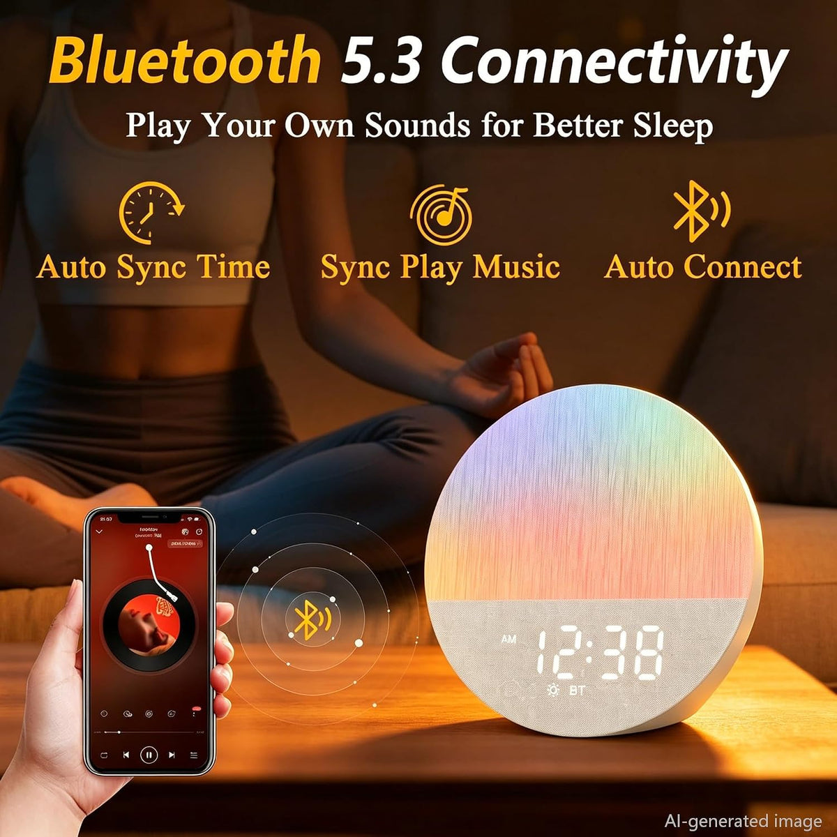 Simulates Natural Light Sunrise Alarm Clock - Makes Waking Up Easier