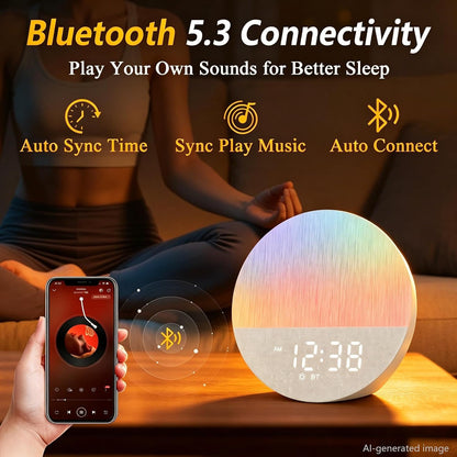 Simulates Natural Light Sunrise Alarm Clock - Makes Waking Up Easier