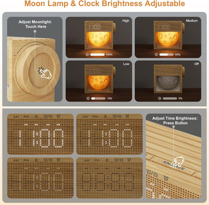 Sound Machine Alarm Clock with Sunrise Wake-Up Light, Plug-in Digital Clock | White Noise Machine with 20 Soothing Sounds for Sleeping, Dual Alarms, Snooze, Timer, Dimm Gentle Moon Night Lamp for Bedroom