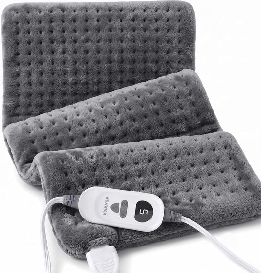 Electric Heating Pad for Back, Cramps, Shoulder, Moist & Dry Heat, 12"x24"