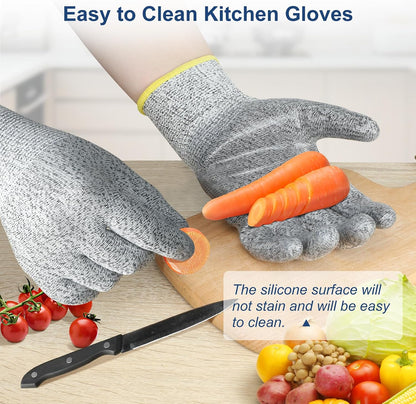 Dowellife Cut Resistant Gloves Food Grade Level 5 Protection, Safety Kitchen Cuts Gloves for Oyster Shucking, Fish Fillet Processing, Mandolin Slicing, Meat Cutting and Wood Carving. (X-Large)