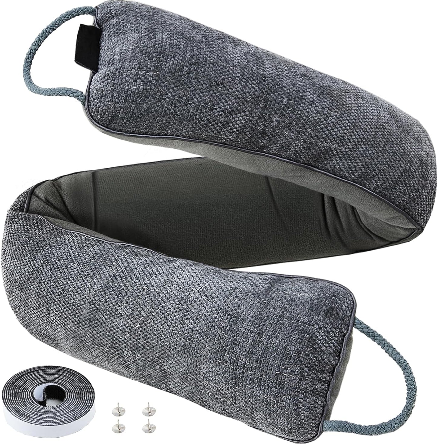 Weighted Door Draft Stopper, Grey, 32inch | Under Door Noise Blocker, Front Door Insulation, Weatherproof Strip, Energy Efficient