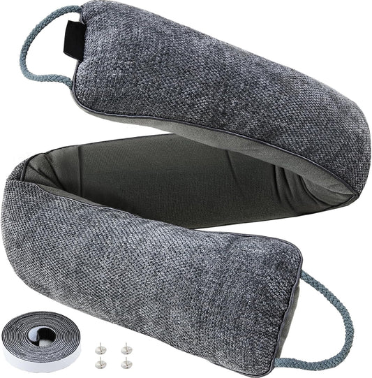 Weighted Door Draft Stopper, Grey, 32inch | Under Door Noise Blocker, Front Door Insulation, Weatherproof Strip, Energy Efficient