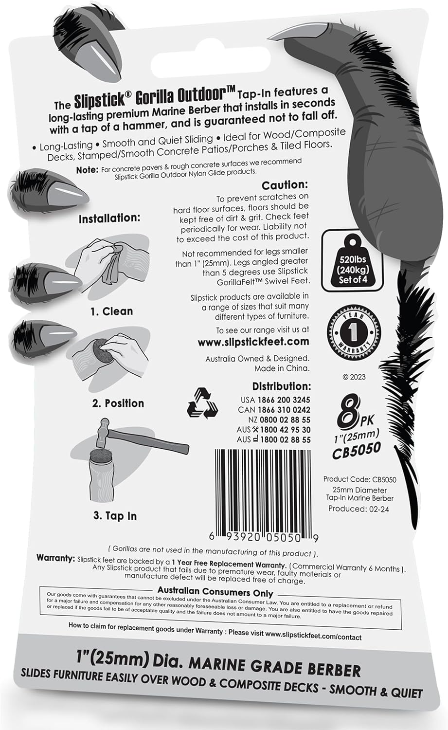 Slipstick Gorilla Felt Furniture Pads (189 Piece Variety Pack) Premium Furniture Pads & Chair Leg Floor Protectors for Hardwood Floors & Hard Surfaces