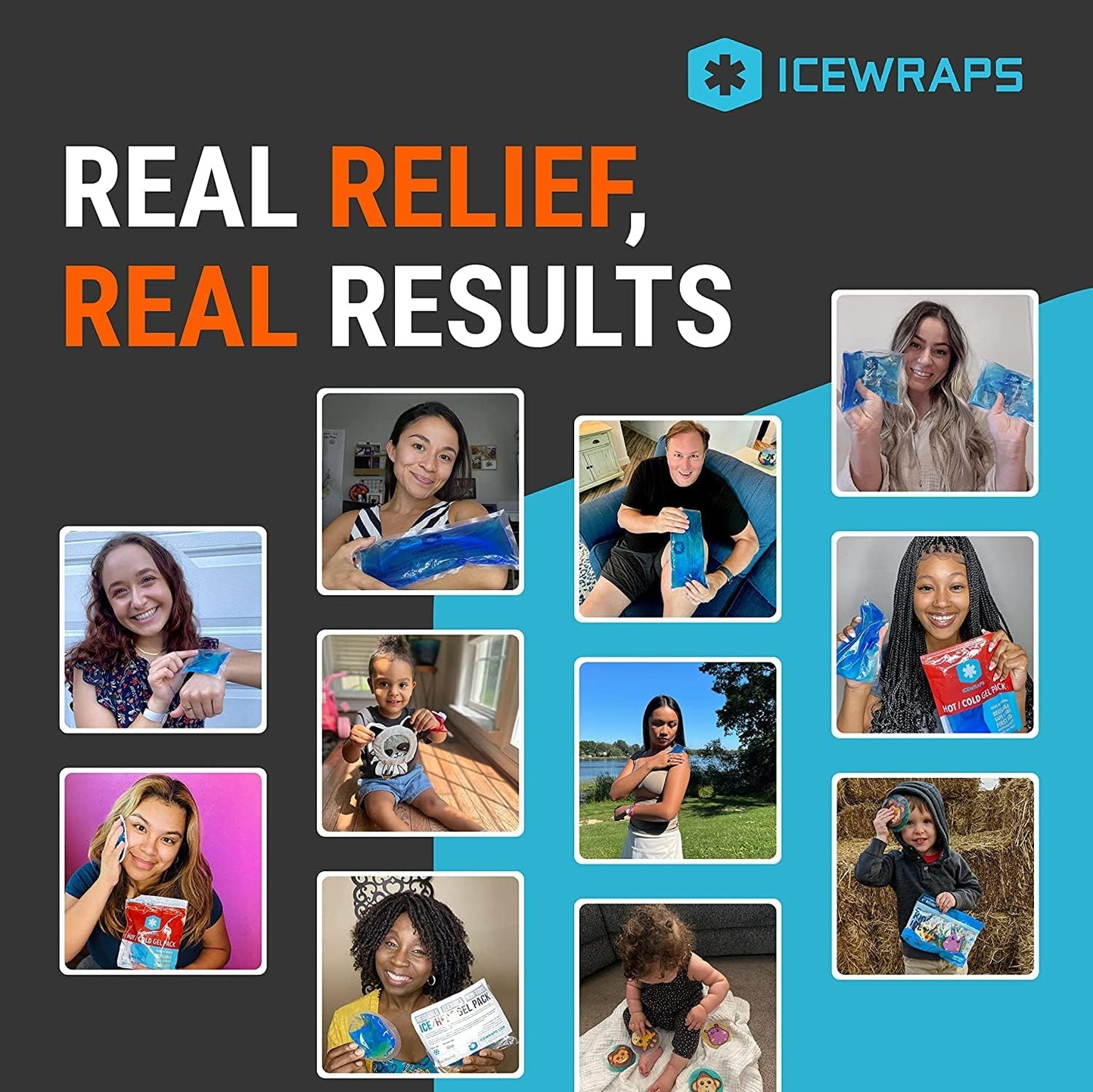 ICEWRAPS Reusable Ice Packs Compact 3 x 5 in, Soft Cooling, Pack of 6 | Hot or Cold Use, Puncture Resistant, Ice Pack for Everyday Comfort, Multi Use Gel Design, FSA-HSA Eligible
