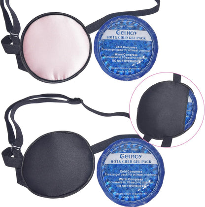 Cooling Eye Patches for Puffy Eyes, Pure Silk Ice Eye Patch, Single Eye Mask, Medical One Eye Cover Cold Hot Therapy Strabismus Lazy Eyes After Surgery Adult Kid Pirate Eyepatch (Black)