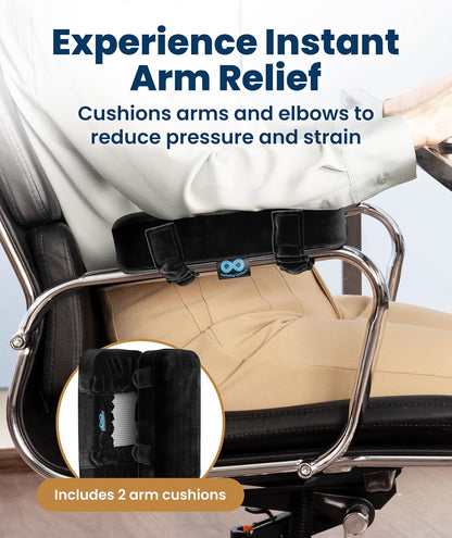 Everlasting Comfort Office Chair & Wheelchair Arm Pads - Memory Foam ArmRest Covers for Desk, Gaming Chair, Arm Pillow Seat Cover Cushions & Protectors to Relieve Pressure for Elbows