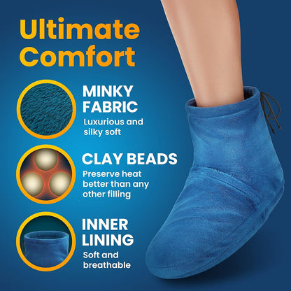 Microwaveable Booties and Feet Warmers - Deep-penetrating Heat for Relieving Foot Stiffness, Sore Muscles and Joints, Achilles tendinitis, Plantar Fasciitis - Slippers for Women & Men
