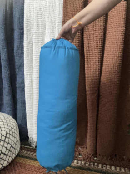 Saffron HANDICRAFTS Cotton 240TC - Bolster Cover Full Round Removable Cover for Neck Roll, Leg Rest,Yoga Practice, Meditation, Bed Sofa Couch (Teal Blue, 8"x24"(20 cm x 60 cm))